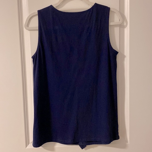 Tommy Hilfiger ruffle front sleeveless top in navy - Picture 5 of 5
